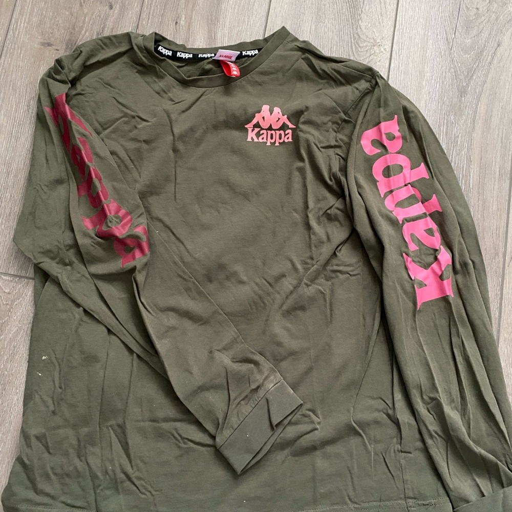 Kappa long sleeve t shirt green and pinks size XL